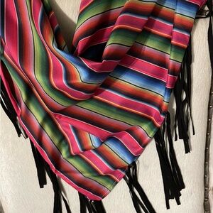 🌵🌵L&B Lucky & Blessed Western Cowgirl Wild Rag Serape Suede Fringe🌵🌵
